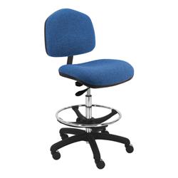 Fabric Wide Chair With Adj.Footring and Nylon Base, 20"-28" H  Single Lever Control